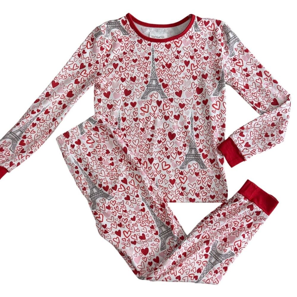 BedHead Pajamas Paris Je T'aime Hearts Eiffel Tower Set Size 8